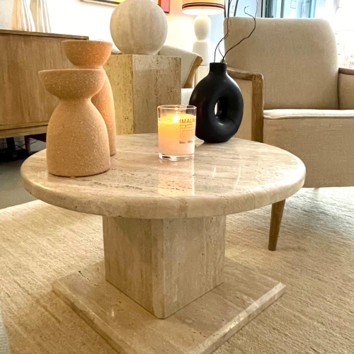 mesa marmol travertino de centro