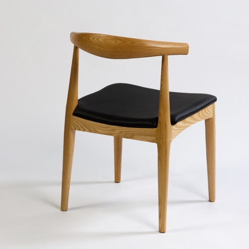 Silla Natural Estilo Nórdico Asiento Negro
