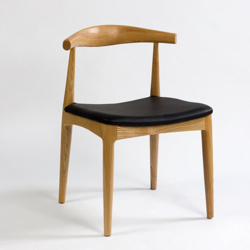 Silla Natural Estilo Nórdico Asiento Negro