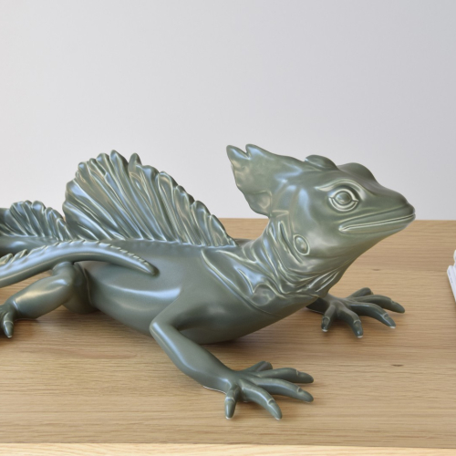 Escultura Iguana Cerámica Verde