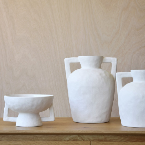 Anforas de Ceramica Blanca Estilo Mediterráneo (set de 3)