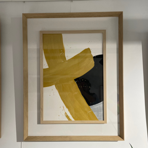 Cuadro Abstracto Cross 1 en Negro y Amarillo ocre