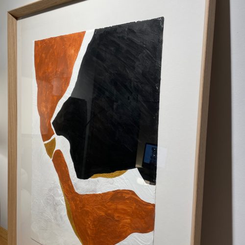 Cuadro Abstracto En Tonos Caldera Negro y Dorado